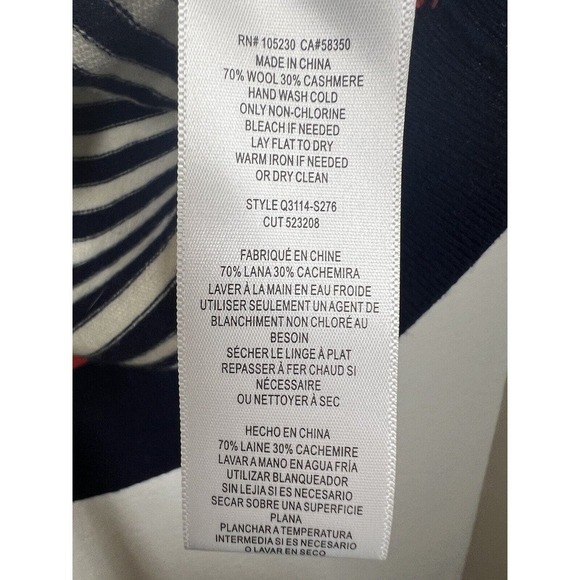 Equipment Lucinda Striped Knit Sweater Medium M Wool Cashmere V- Neck - Picture 3 of 4